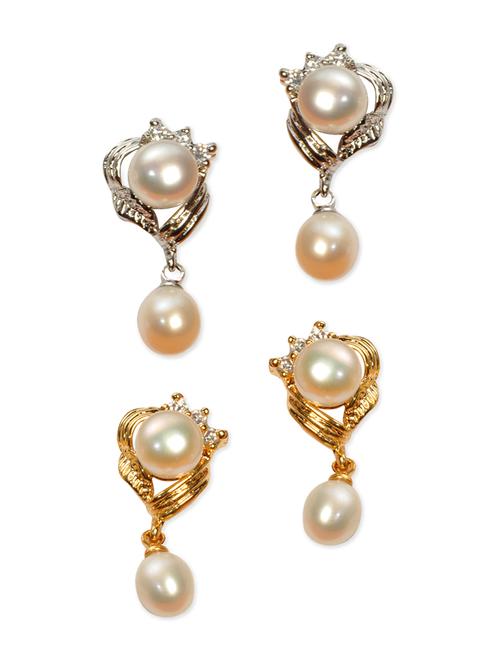 multi colored metal pearl (set of 2) earrings - 11232100 - Very Small Image - 1