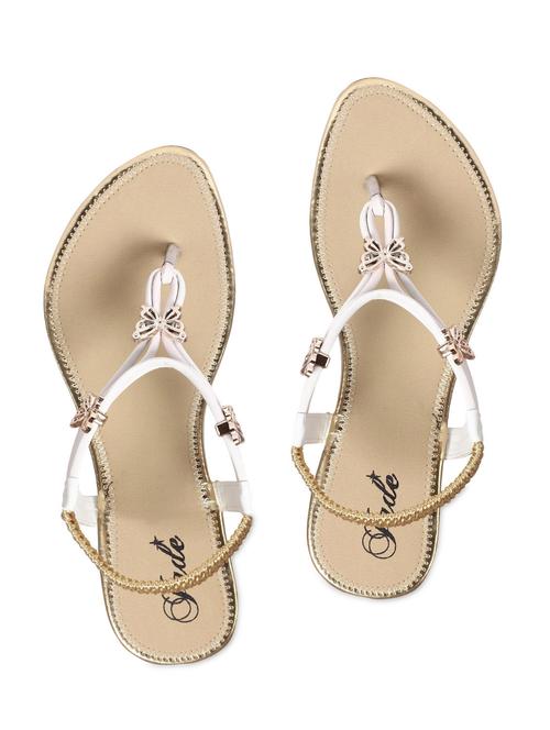 white butterfly embellished leatherette flat sandals - 1123291 - Very Small Image - 1