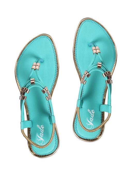 jade green leatherette flat sandals - 1123296 - Very Small Image - 1
