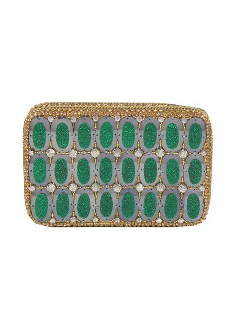 green metal embellished clutch - 11233392 - Very Small Image - 1