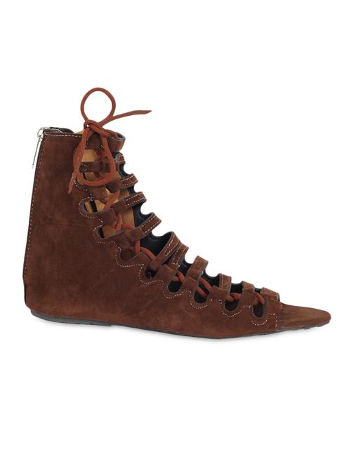 brown leatherette lace-up gladiators - 1123346 - Very Small Image - 1