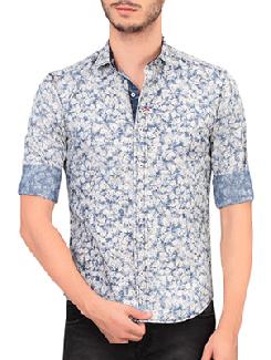 blue cotton casual shirt - 11236251 - Very Small Image - 1