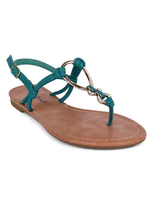 sea green fabric slip on sandals - 11241035 - Very Small Image - 1