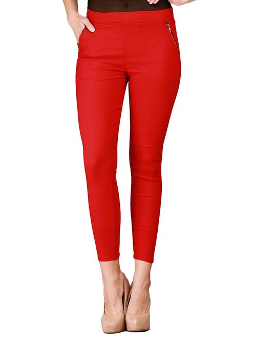 red cotton jeggings - 11249189 - Very Small Image - 1