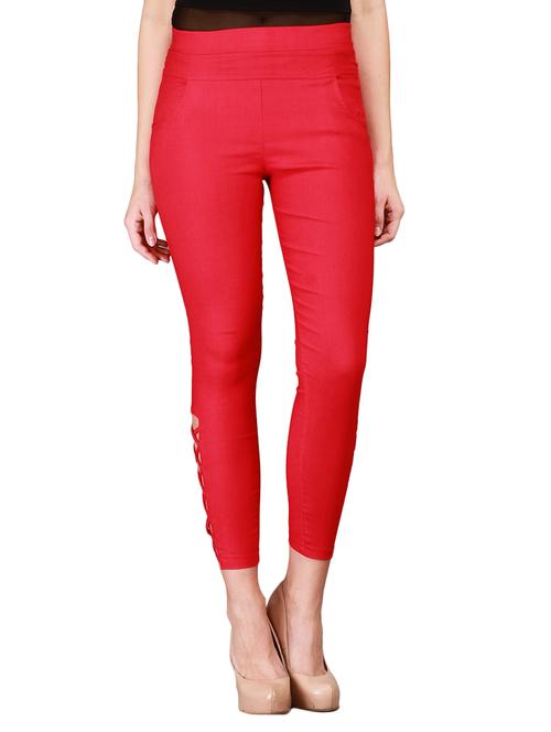 red cotton jeggings - 11249200 - Very Small Image - 1