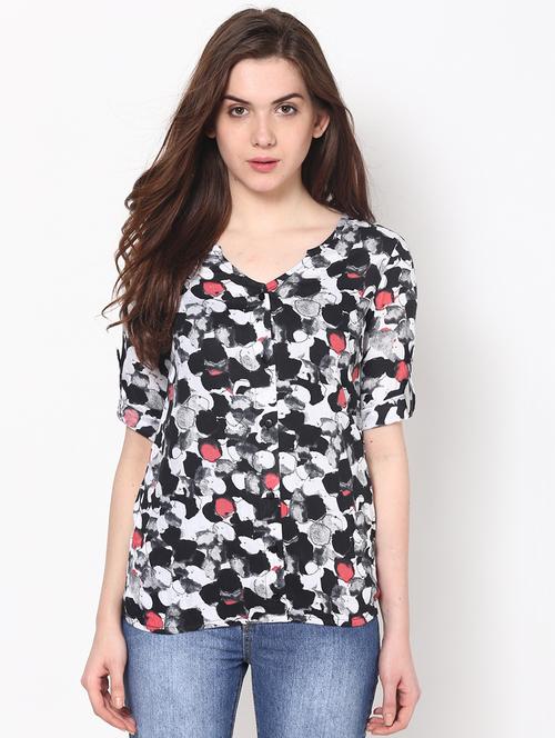 printed shorts sleeves rayon top - 1125027 - Very Small Image - 1