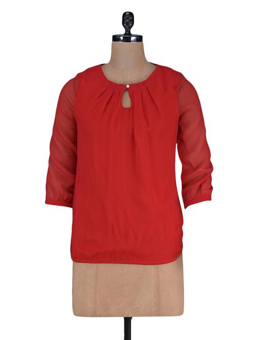 plain round neck polychiffon top - 1125105 - Very Small Image - 1