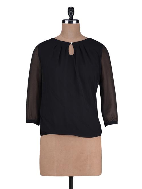 plain round neck polychiffon top - 1125107 - Very Small Image - 1