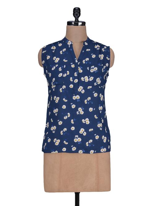 floral printed sleeveless rayon top - 1125158 - Very Small Image - 1