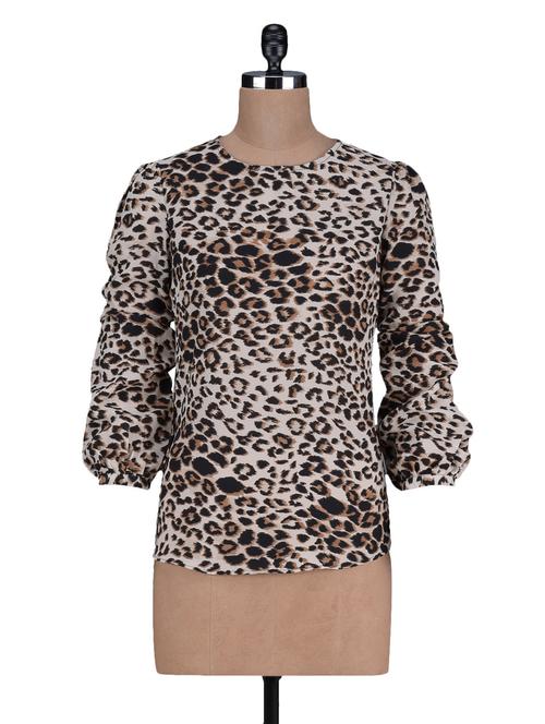 animal printed round neck polygeorgette top - 1125171 - Very Small Image - 1