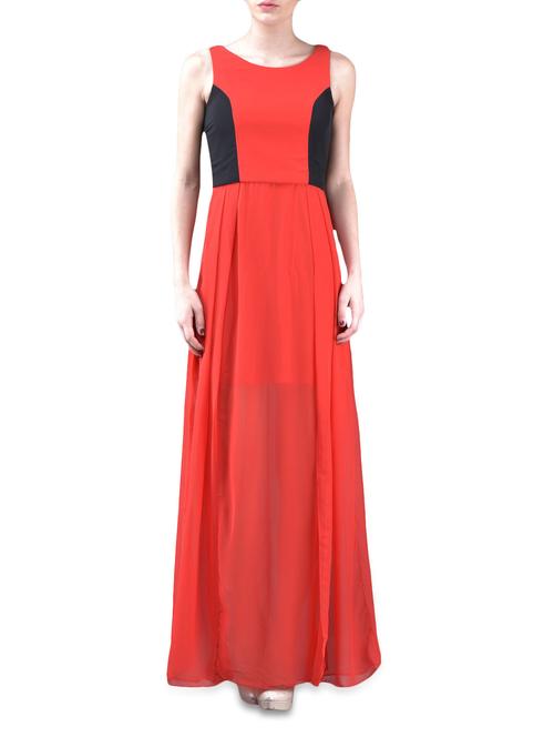 color block sleeveless georgette maxi dress - 1125198 - Very Small Image - 1
