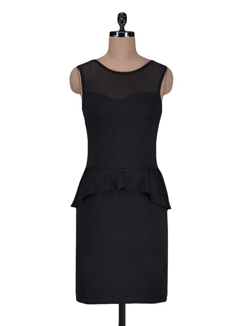 plain sleeveless poly lycra peplum dress - 1125207 - Very Small Image - 1