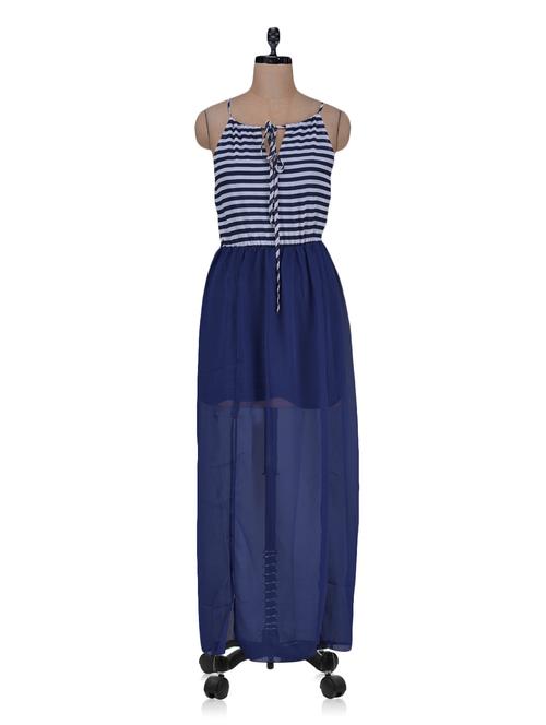 strips printed georgette maxi dress - 1125253 - Very Small Image - 1