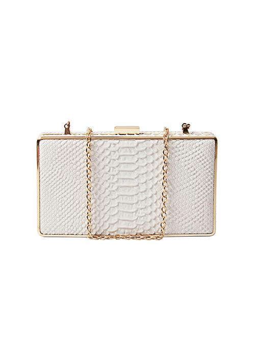 white leatherette clutch - 11259127 - Very Small Image - 1