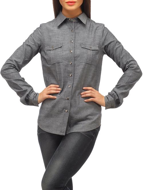 solid grey cotton shirt - 11259967 - Very Small Image - 1