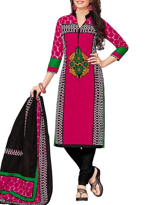 pink cotton printed dress material - 11261266 - Very Small Image - 1