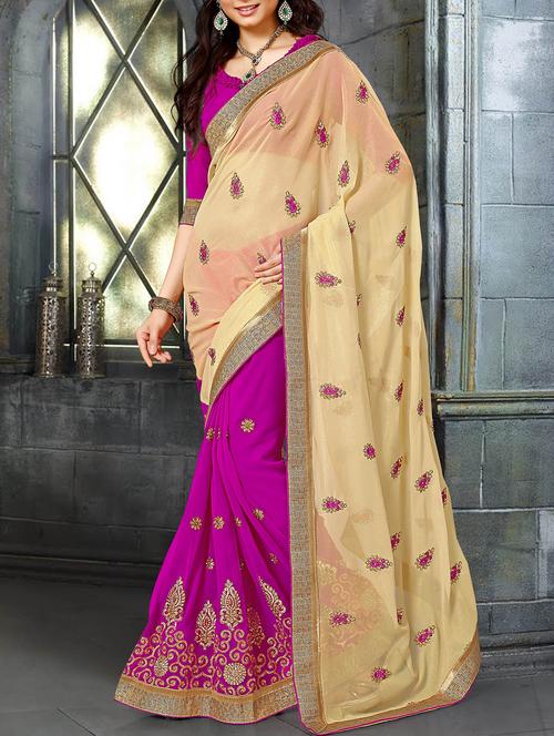 pink georgette saree with blouse - 11261412 - Very Small Image - 1