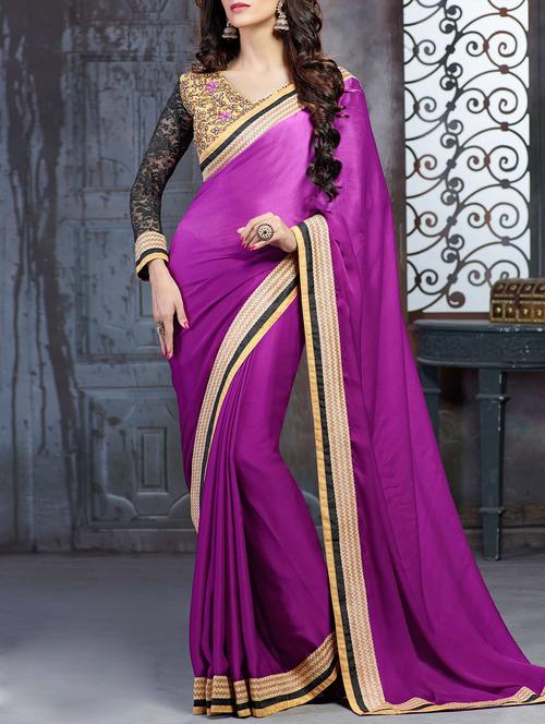 purple georgette saree with blouse - 11261420 - Very Small Image - 1