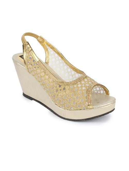 golden leatherette wedges - 11261586 - Very Small Image - 1