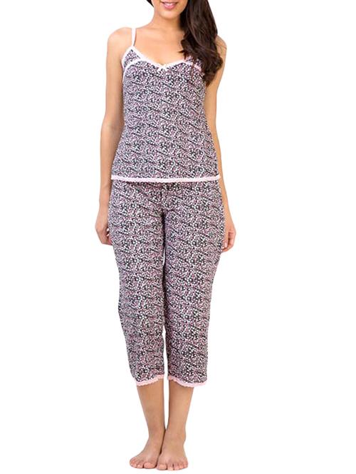pink cotton capri set nightwear - 11263844 - Very Small Image - 1