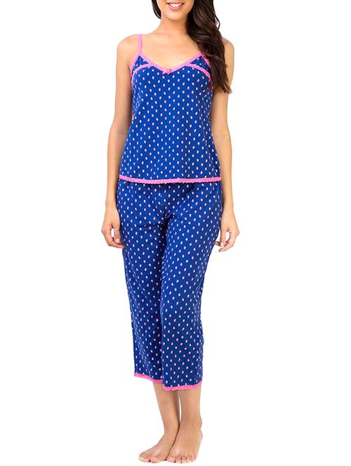 blue cotton capri set nightwear - 11263845 - Very Small Image - 1