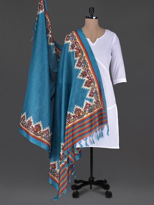 blue printed art silk dupatta - 1126530 - Very Small Image - 1