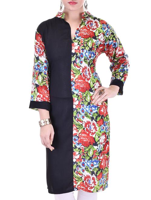 multi colored rayon printed kurta - 11267680 - Very Small Image - 1