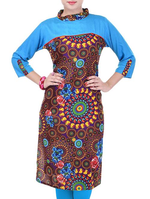 multi colored rayon printed kurta - 11267705 - Very Small Image - 1