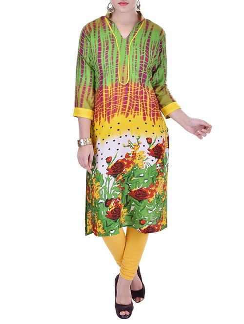 multi colored rayon printed kurta - 11267721 - Very Small Image - 1