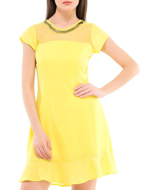 yellow georgette dress - 11268369 - Very Small Image - 1