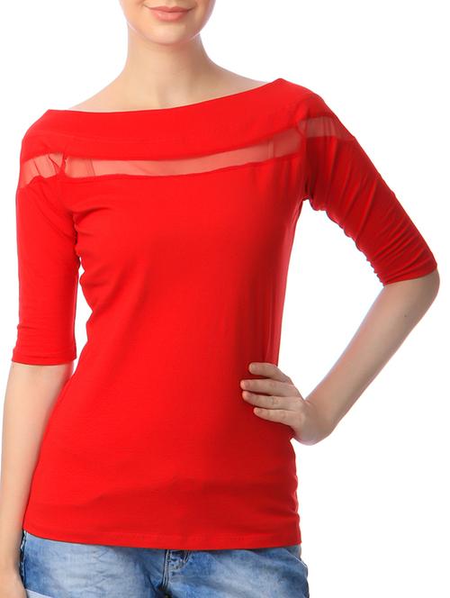 mesh panel boat neck top - 11269503 - Very Small Image - 1