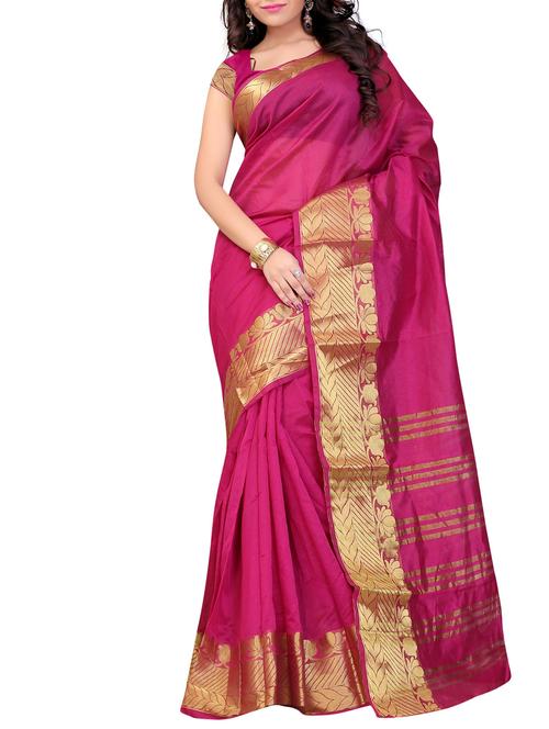 pink art silk banarasi saree with blouse - 11271914 - Very Small Image - 1