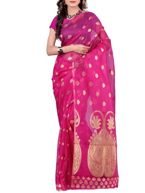 pink art silk saree with blouse - 11271927 - Very Small Image - 1