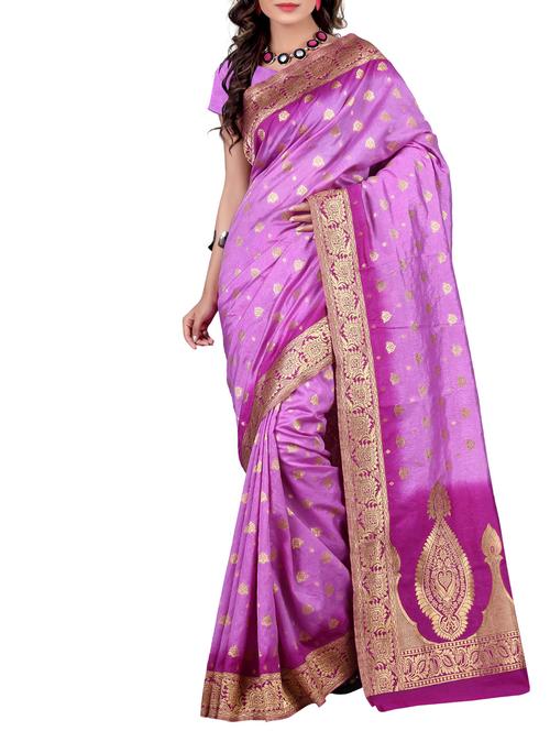 pink art silk saree with blouse - 11271937 - Very Small Image - 1