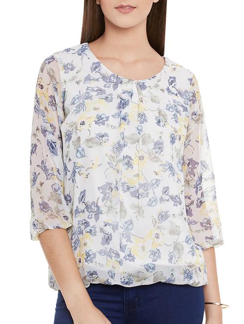 floral pleat detail blouson top - 11275290 - Very Small Image - 1
