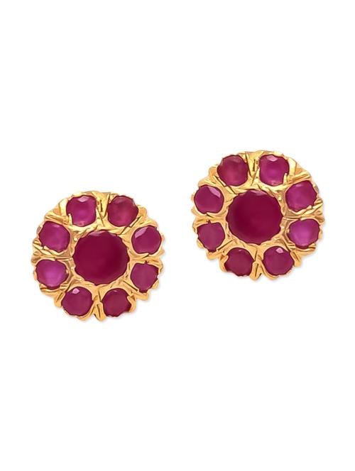 pink embellished brass studs earrings - 11275652 - Very Small Image - 1