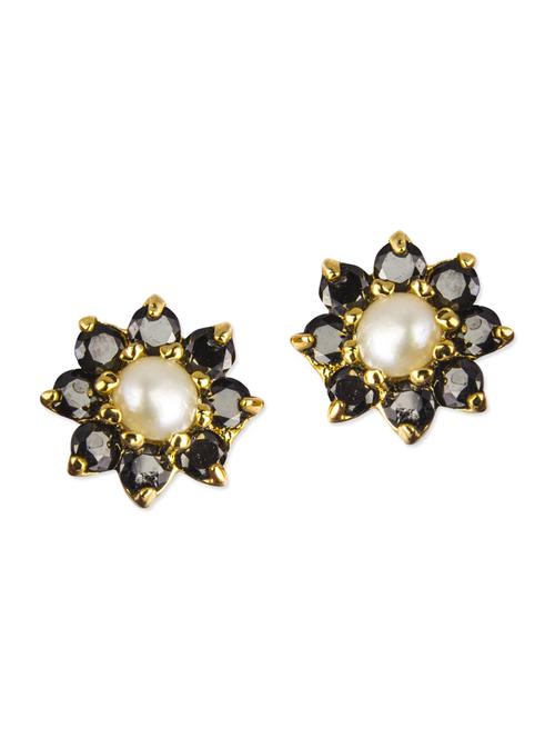 black embellished brass studs earrings - 11275662 - Very Small Image - 1
