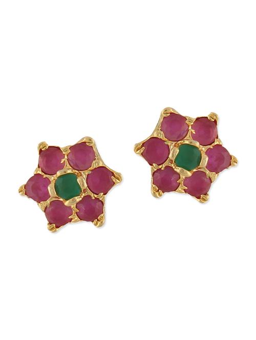 pink embellished brass studs earrings - 11275670 - Very Small Image - 1