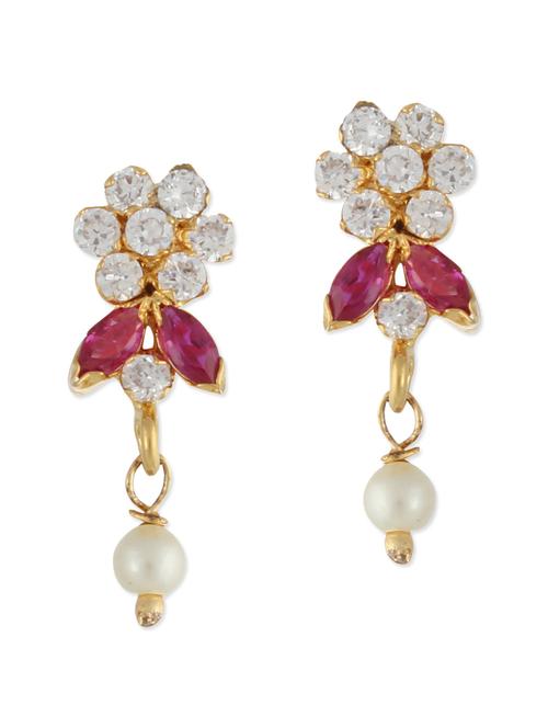 pink and white embellished brass pearl earrings - 11275673 - Very Small Image - 1