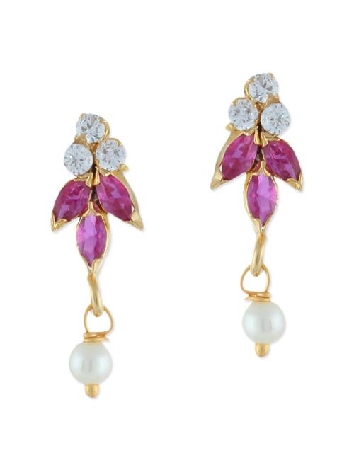 pink embellished brass drop earrings - 11275697 - Very Small Image - 1