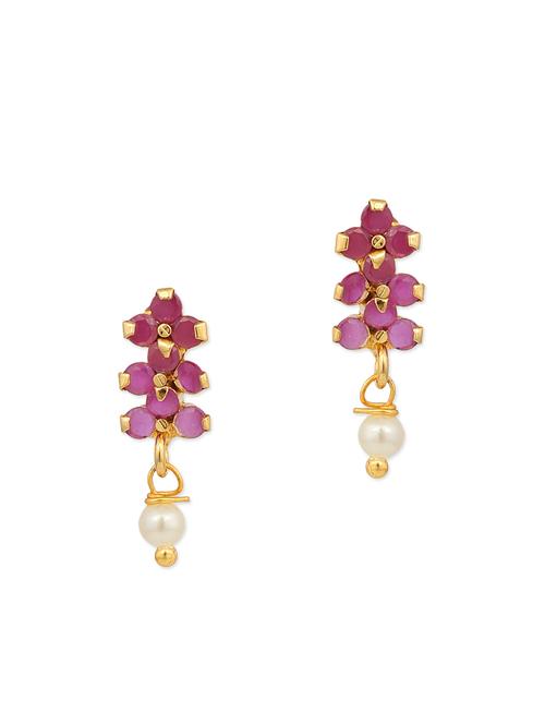 pink embellished brass drop earrings - 11275711 - Very Small Image - 1