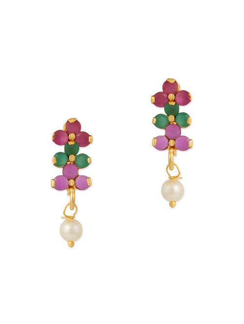 multicolored embellished brass drop earrings - 11275725 - Very Small Image - 1