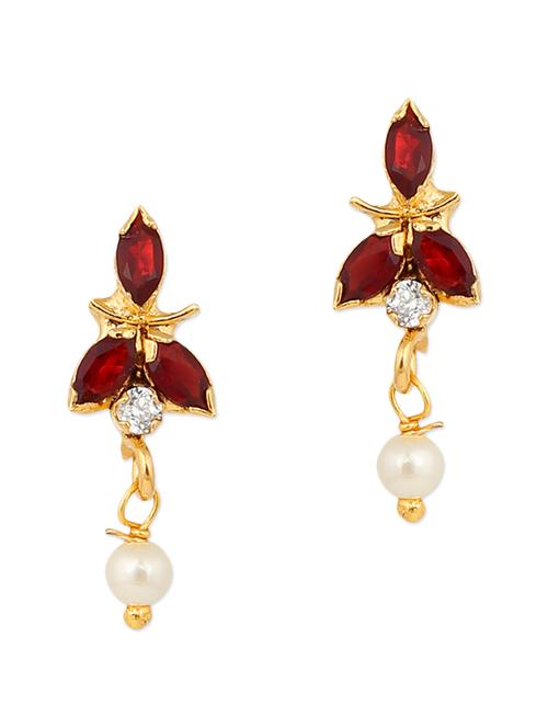 red embellished brass drop earrings - 11275743 - Very Small Image - 1