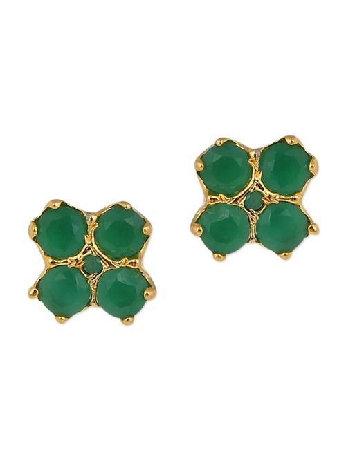 green embellished brass studs earrings - 11275746 - Very Small Image - 1