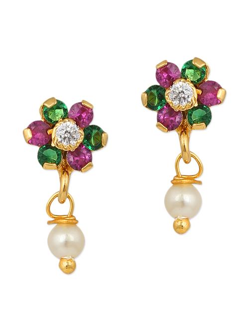 multicolored embellished brass drop earrings - 11275751 - Very Small Image - 1