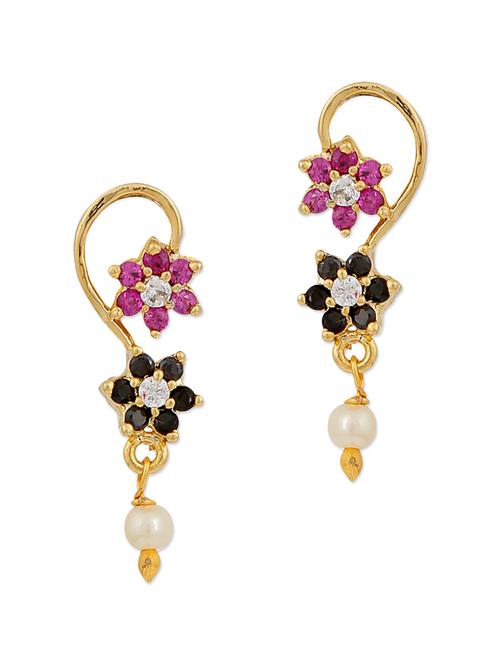 pink and black embellished brass drop earrings - 11275768 - Very Small Image - 1