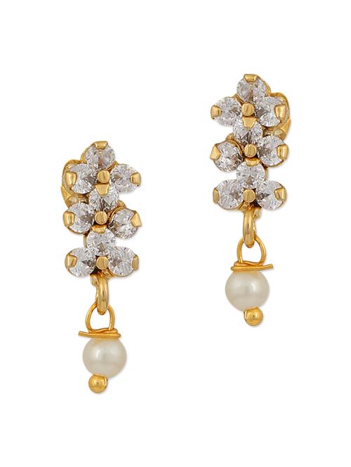 gold toned embellished brass drop earrings - 11275770 - Very Small Image - 1