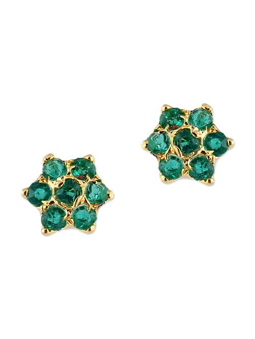 green embellished brass studs earrings - 11275776 - Very Small Image - 1
