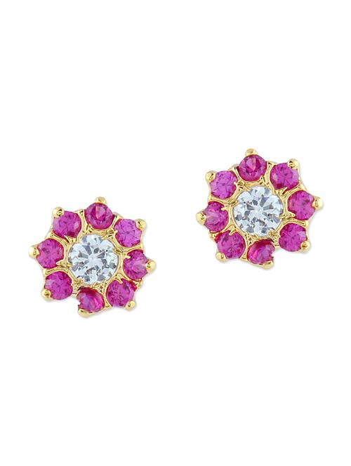 pink embellished brass studs earrings - 11275783 - Very Small Image - 1