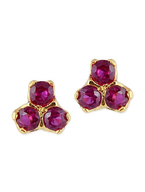 pink embellished brass studs earrings - 11275819 - Very Small Image - 1